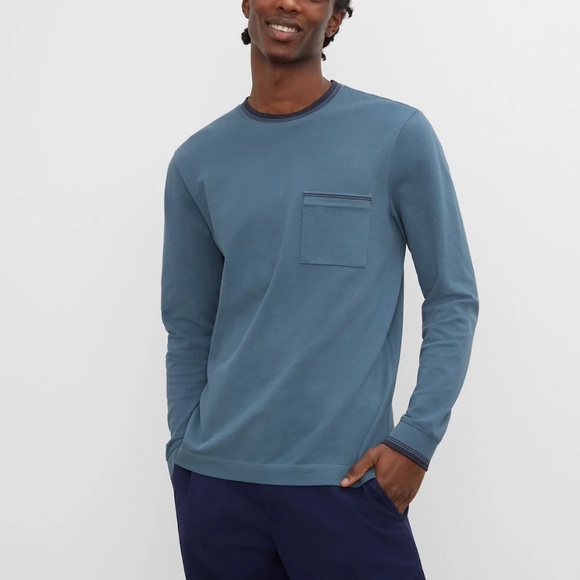 Long Sleeve Piqué Crew - Brand New - NEVER WORN - Blue Grey